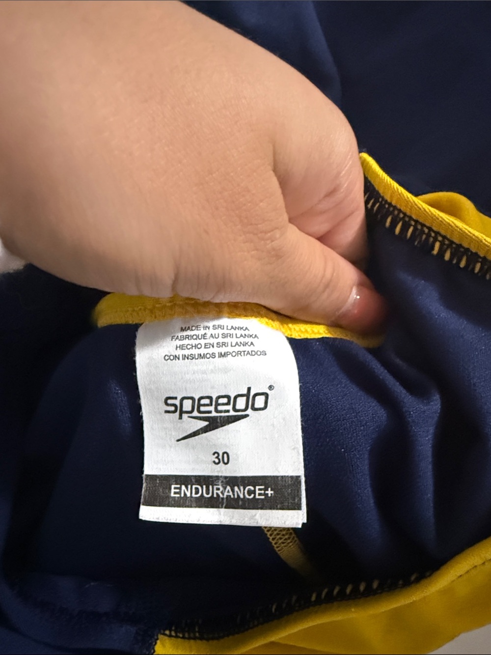 Speedo Navy Blue and Yellow One-Piece Swimsuit - Picture 2 of 4
